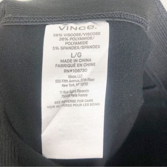 VINCE | Solid Black Ponte Stretch Pants Leggings Elastic Waist Women’s Size L - Picture 9 of 9